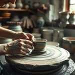 lavorazione artigianale di una ciotola in ceramica in azienda made in Italy di Arte in Ceramica