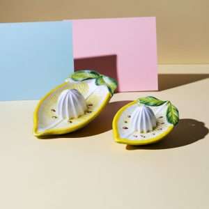Ceramic Lemon Squeezer in Two Sizes — Oval and Small, on a White Background